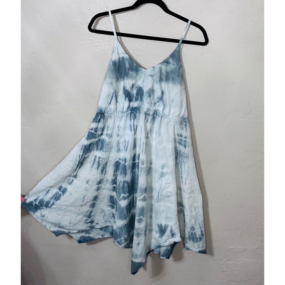 GOA Beachwear by Japna Tie Dye Handkerchief Hem Dress L